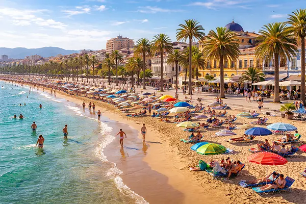 Passeio na praia Malvarrosa