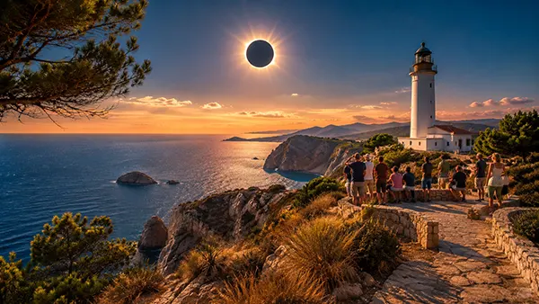 Eclipse al atardecer en España